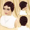 Lace Wigs Short Finger Wave Wig Brazilian Human Hair Wig for Black Women Brown Blonde Short Ocean Wave Wig Peruca Burgundy Pixie Cut Wigs Z0613