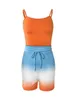 Dames tweedelige broek 3-delig cropped damesoutfits lente mode U-hals mouwloze tanktop casual ombre boven de knie shorts set met vest jas 230612