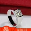 Vecalon solitaire Mannelijke Promise Ring 925 sterling zilveren Princess cut 3ct AAAAA Cz Engagement Wedding band ringen voor mannen Sieraden