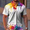 Polo Masculino Moda Camisa Polo Masculina Colorida Graffiti Print Streetwear Polo 3D Casual Solta Abstrata Manga Curta T-shirt Para Homens 230612