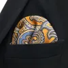 KH6 Paisley Floral Gold Yellow Blue Handkerchief Mens Ties Jacquard Woven Pocket Square Suit Gift5698377294U