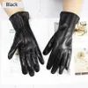 Five Fingers Gloves Color Sheepskin Leather Glove's Straight Style Wool Lining FallWinter Warm Motorcycle Riding Car Driving Finger 230612