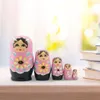 Dolls 5pcs Russian Nesting Dolls Cartoon Matryoshka Babushka Wood Toy for Children Kids Gift Christmas Mother's Day Home Decor 230612