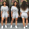 Dress Two Piece Set Women Tshrts+high Waist Shorts Summer Shirt Crop Top Short Sleeves Tees Tracksuit Femme Clothes Ropa De Mujer 2020