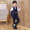 Jerseys 6PCS Flower Boys Formal Dress Suit Autumn Winter Children Plaid Single Breasted Kids Wedding Party Blazer Sets Costume L1810 230613