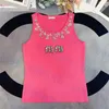 T-shirt tricoté pour femme lettre diamant débardeurs charme dames t-shirts vêtements beaucoup de couleurs
