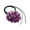 Choker Flower Strap Tie Collana Tessuto Materiale artificiale Accessori in stoffa per donna Ragazza B85D