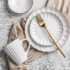 Servis uppsättningar Nordic White Rice Bowl Water Cup Handle Restaurant Steak Plate Cafe Dessert Tray Christmas Kitchen redskapsmeddelande