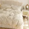 Bedding sets Winter Soft Carved Velvet Fleece Princess Wedding Bed Skirt Bedding Set Duvet Cover Quilt Cover Bedspread Bed Linen cases Z0612