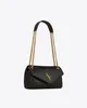 Cross body bag for women's weekend bag made of genuine leather material, metal chain, black bag