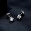 スタッドイヤリング0.9ct DカラーVVS1 EX MOISSANITE EAR S925スクリュースレッドクラシックラウンドカットクラウンイヤリングラボダイヤモンド女性ジュエリー