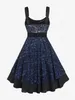 Plus size Dresses ROL Size Vintage Floral Lace Jacquard Buckled Straps Dress With Belt Deep Blue Fashion Party Holiday Vestidos 230612