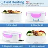 1pc / 1set US Plug Electric Lunch Box, Pink Food Heater with 2 Compartiments, 40W Leakproof Portable Food Warmer Lunch Box for Adults Car Truck Work