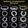 Pass Diamond Tester VVS Ice Out Moissanite Grãos de Café Cuban Link Chain 8mm Pulseira Sier Fine Jewelry para Homem Mulher