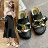Slippers Large Size Women's Shoes Fat Feet Wide Feet 35-43 Heel-less Toe-covered Half Slippers Ladies Flat-bottomed Muller Lazy Shoes J230613