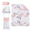 Bedding sets 4 Pcs Crib Bedding Set For Boys Girls Including Blanket Crib Skirt Crib Sheets Diaper Stacker Pink Flower Soft Baby Bedding Set Z0612