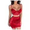 Roupa de banho feminina Conjunto de biquínis de cor sólida Renda Saia Roupa de banho feminina 2022 Roupa íntima sexy Lingerie para mulheres Conjunto de sutiã Z0613