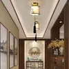 Ceiling Lights Chinese Corridor Lamp Square Bedroom Porch Balcony Embroidered Cloth Light