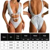 Roupa de banho feminina Bronzing One Piece Biquíni Justo Sexy Bodysuits One Piece Cinto de amarrar Sem costas Decote em V Profundo Estilo europeu para férias na praia Z0613