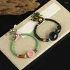 Pulseiras de charme trançadas à mão pulseira ajustável para mulheres corrente de pedra natural reiki cura cristal frisado pulseira jóias