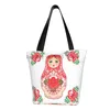 Shopping Bags Russian Doll Babushka Matryoshka Groceries Tote Bag Women Custom Canvas Shoulder Shopper Big Capacity Handbag