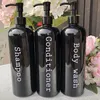 Sets personalisierte schwarze schwarz nachfüllbare Shampooflasche 500 ml benutzerdefinierte Name Bad Aufbewahrung Duschgelflaschen Duschgeschenk modern