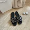 Designer Slides Women Embroidered Fabric Slippers Metallic Luxury Letter P Sandal Triangle Chunky Heels Fashion Summer Beach Low Shoes T230613