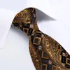 Neck Ties Gift Men Tie Gold Black Striped Paisley Silk Wedding Tie For Men DiBanGu Design Hanky Cufflink Quality Men Tie Set Drop 230613