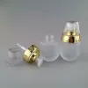 30 ml frosted glazen lotionflessen met gouden deksel, clear frost 1oz perspompfles, glazen 30 ml cosmetische container glazen fles