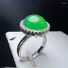 Anneaux de mariage Vert Agate Bague Charme De Luxe Argent Couleur Réglable Zircon Cuivre Pierre Avec Pour Les Femmes