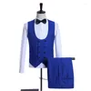 Costumes pour hommes JELTOIN Real Po 2023 Dernière conception de pantalon de manteau sur mesure bleu 3 pièces Costume Homme Smoking Party robe de mariée smoking