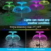 1/2/4/8 Pcs 7 Colors Solar Jellyfish Yard Lights Double Flower Garden Pathway Outdoor Waterproof Decor Lawn Lamps