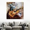 Hedendaagse Canvas Wall Art Gitaar Handgemaakt Modern Decor voor Hotelkamer Decor