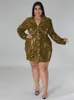 Plus size Dresses Sequin Blazer Dress Ladies Luxurious Elegant Prom Party Size Women Clothing Christmas Wholesale Drop 230613