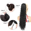 Ponytails Curly Ponytail Extensions Clip in Synthetic Drawstring Ponytail Long Water Wave Afro Tail Women Hairpiece False 22INCH 230613