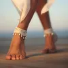 Bracelets de cheville 2023 bohème gouttelettes enveloppées dans de la dentelle blanche pied bijoux pour femmes femme Sexy mariage perles artificielles glands cadeau
