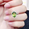 Bagues de Grappe Naturel Réel Vert Péridot Goutte Style Anneau 7 9mm 1.3ct Gemstone 925 Sterling Silver Fine Jewelry Femmes X219302