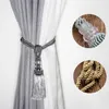 Curtain Poles 2Pcs Tieback Tassel Crystal Beaded Hanging Rope Tie Home Decor Gold Curtains Cord Holder Buckle Bandage Room Accessories 230613