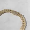 2022 Hot Sale Shiny 18K Gold Plated 925 Silver 15mm 아이스 아웃 Moissanite Baguette Cuban Link Chain