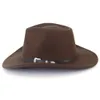 Chapéu de cowboy Fedora de feltro estilo vintage para homens e mulheres Chapéu de cowgirl clássico ocidental Faixa de couro para atividades ao ar livre e festas