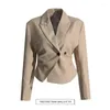 Damespakken SuperAen Blazer Dames lente en herfst 2023 Office Lady Design Khaki Small Top