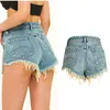 Women's Shorts Streetwear Rhinestone Sequined Tassel Denim Women 2023 Summer Low Waisted Pockets Blue Jeans Short Pants Female Y2K