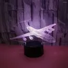 Tischlampen Flugzeug 3D Nachtlicht Sieben Bunte Touch Control LED Visuelle Schreibtischlampe Licht Kreatives Geschenk für Wohnzimmer