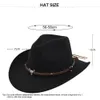 Chapéu de cowboy clássico retrô feminino de lã ocidental aba larga chapéu de sol festa viagem ao ar livre boné