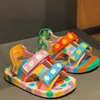 Sandalen Sommer Kontrastfarbe Kuhmuster Flache Kindersandalen Mode Baby Jungen und Mädchen Strandschuhe 230613