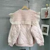 Tejidos de mujer versión coreana de punto con paneles de algodón acolchado rosa suelto dulce Otoño Invierno mujer suéter chaqueta cálido cárdigans abrigo