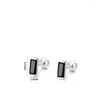 Stud Earrings Uniorsj 925 Sterling Silver Jewelry Small White And Black Square Zircon For Women