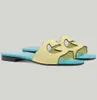 Summer Brand 2023SS Women Interlocking Sandals Shoes Cut-out Slide Flats Elegance Beach Slippers Suede & Leather Lady Flip Flops EU35-44