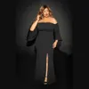 Plus Size Dresses Size Dres Solid Color Straight Neck Sexy High Split Fishtail Long Elegant Party Evening 230613