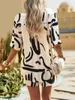 Kvinnors spårdräkter Summer Outfits For Women 2023 Bohemian Geometric Print Two Piece Set Casual Beach Holiday Löst skjorta Korta uppsättningar